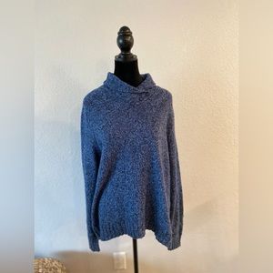 Woolrich Woman Size XL Blue Sweater Shawl Collar Wool Nylon Blend